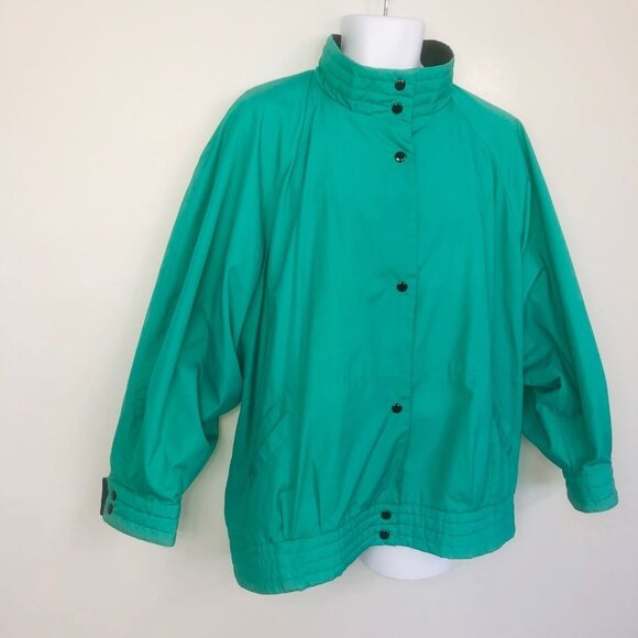 Vintage 80s Mulberry Street Womens Plus Size 22 Jacket Green Windbreaker - Picture 3 of 6